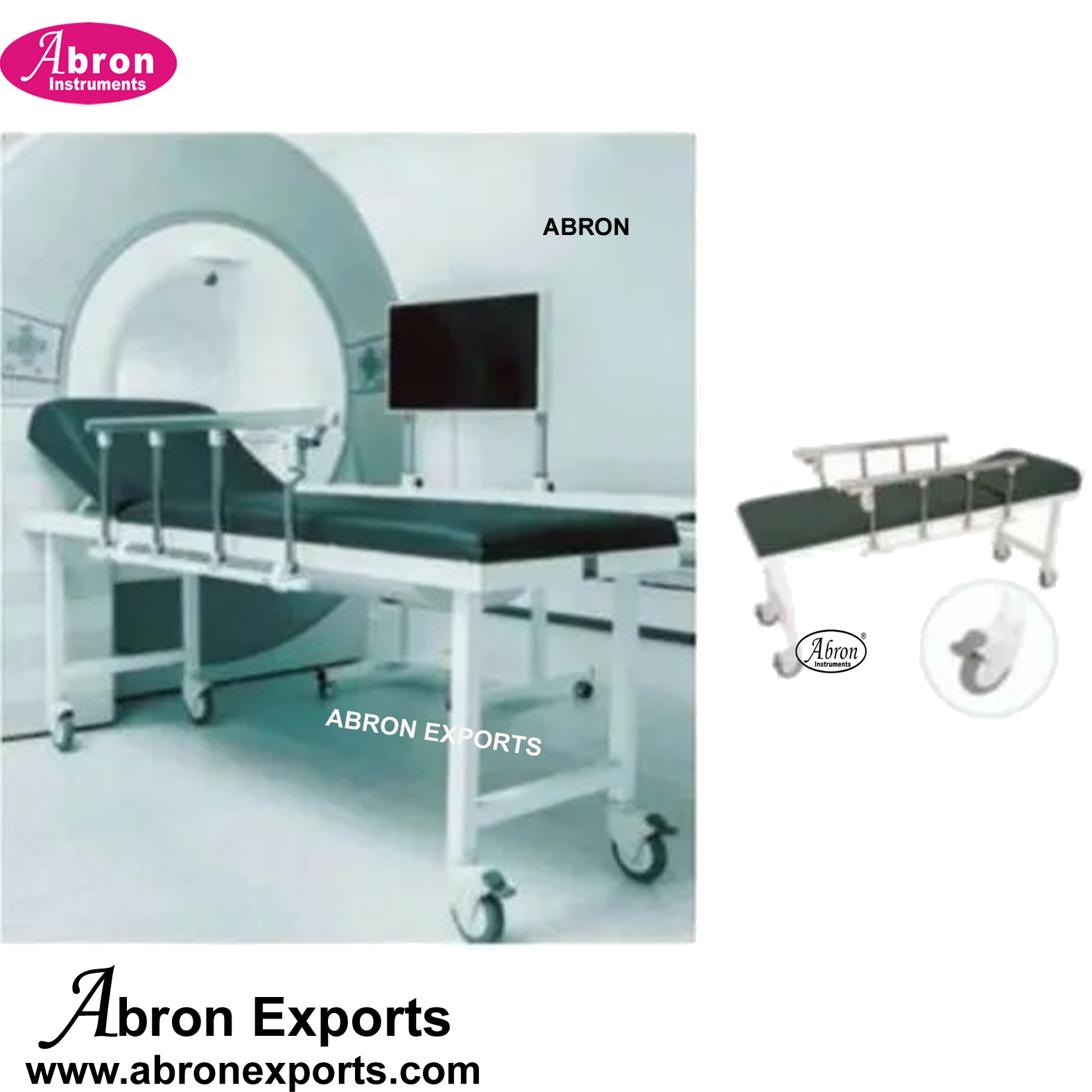 MRI  compatible stretcher 190x60x90cm with wheels mattres ainlinable Head Abron ABM-2291ST